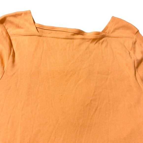 Chico’s Peach Orange Ultimate Tee 2 (Large) Women’s Square Neck 3/4 Sleeve READ - Picture 3 of 14